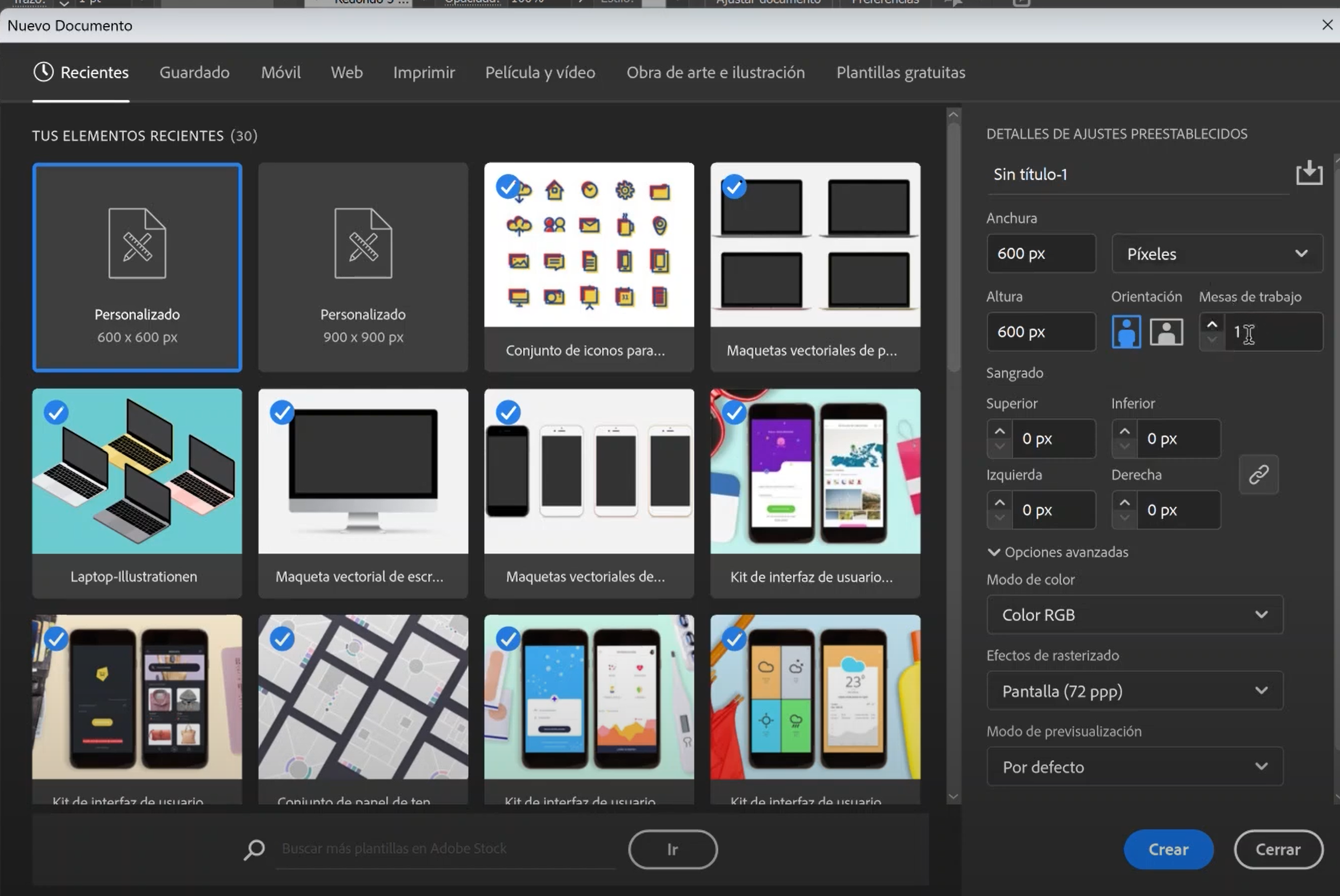 Nuevo documento Illustrator
